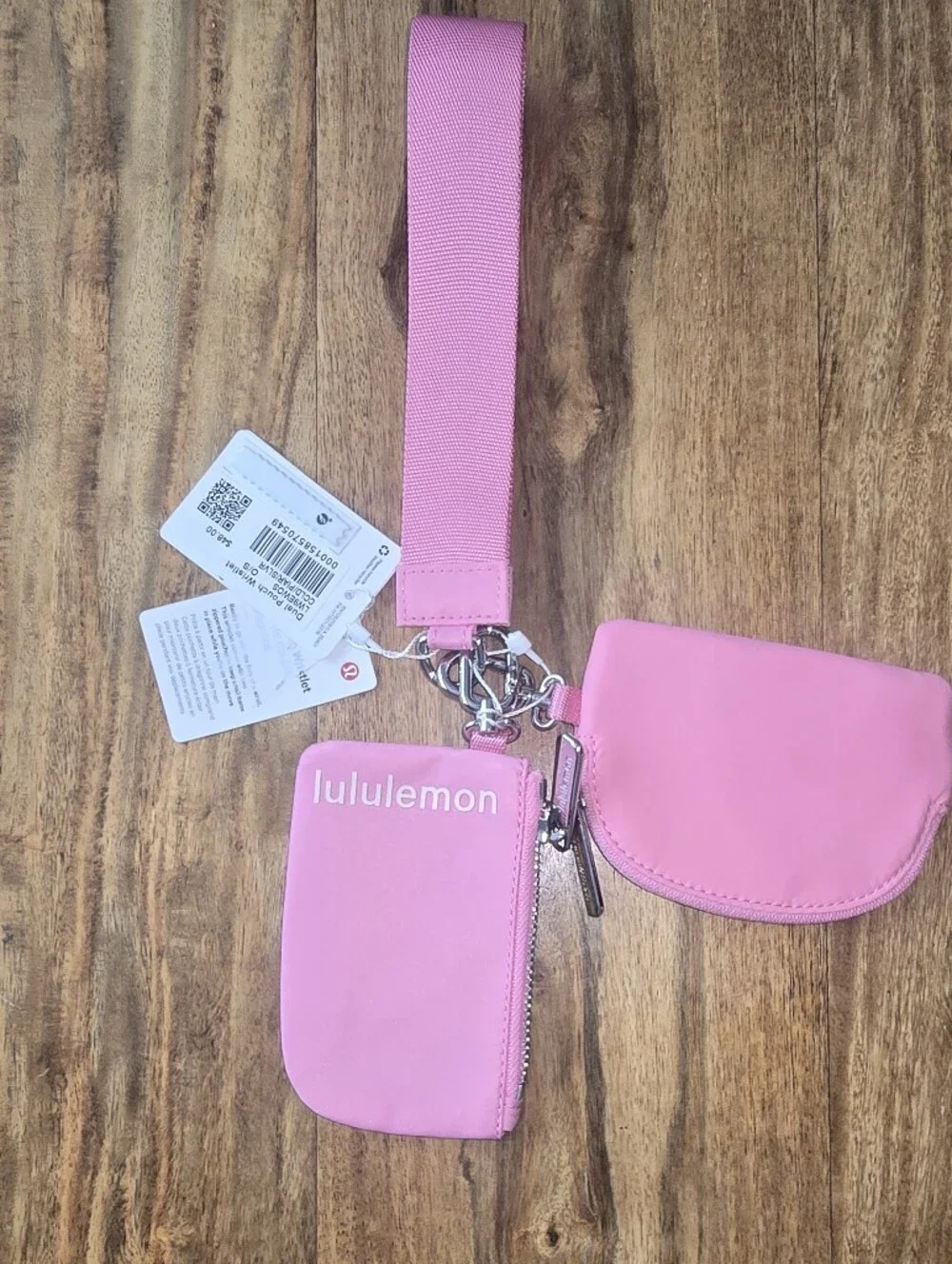 NWT Lululemon Double Pouch Wristlet with Strap In Candy Cloud